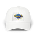 Gorra blanca SHOPING-TX con logo colorido en el frente, diseñada para comodidad y estilo urbano.