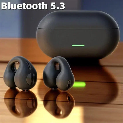 Auriculares inalámbricos Bluetooth 5.3 de SHOPING-TX con caja de carga moderna.