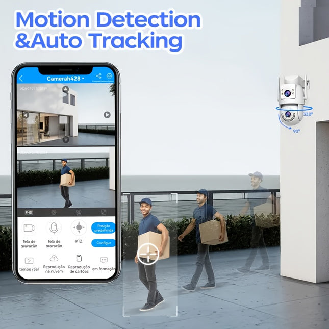 5G Outdoor Wireless IPX6 Security Camera with 1296P Full HD Night Vision, Dual-Lens Dual Screen, Motion Detection, Two-Way Audio, Multi-Party Sharing, Usb-powered For Home, Farm, Garden, Farm Surveillance, Modern Surveillance
