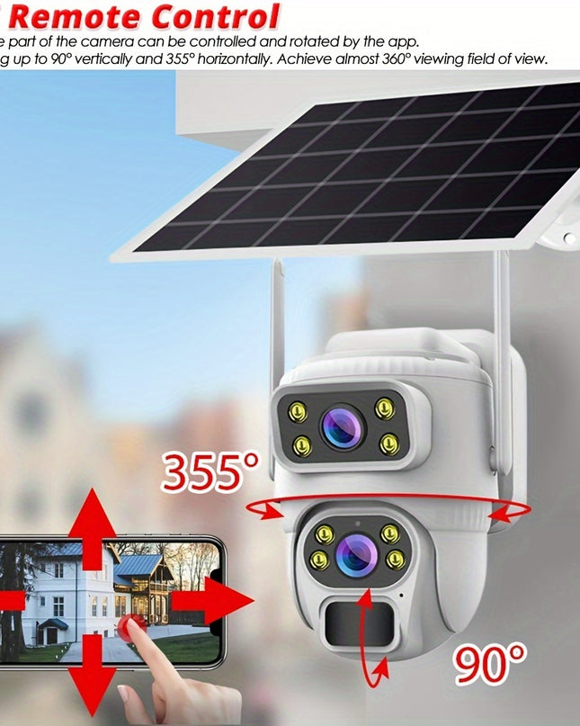 8MP 4K Solar Wirelesss IP Dual Screen Camera Battery Outdoor HD 4MP Dual Lens WiFi Waterproof Camara Solar Panel CCTV Security