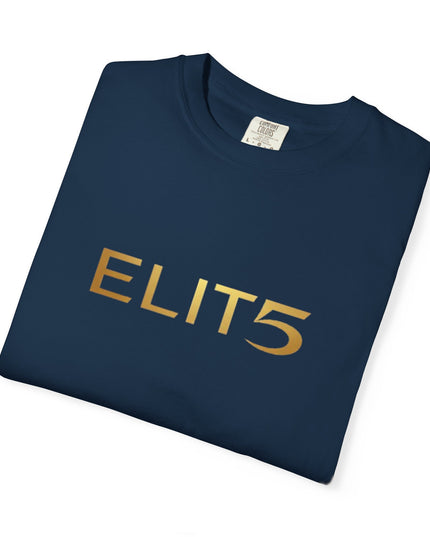 Elite Logo T-Shirt — Gold "ELIT5" Graphic Cotton Tee