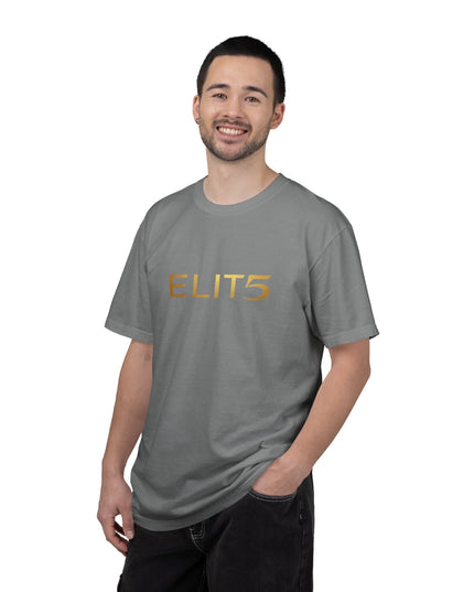 Elite Logo T-Shirt — Gold "ELIT5" Graphic Cotton Tee