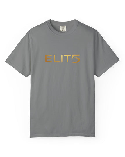 Elite Logo T-Shirt — Gold "ELIT5" Graphic Cotton Tee
