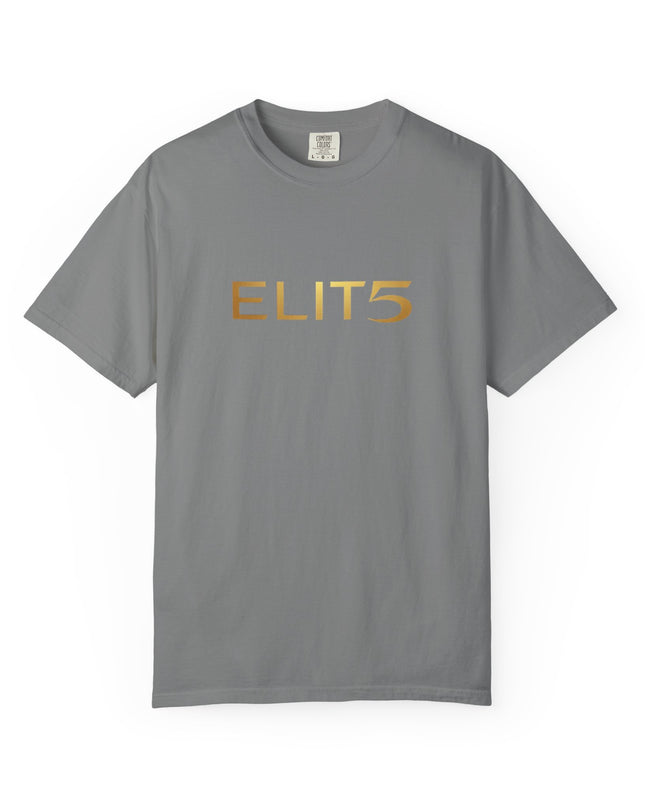 Elite Logo T-Shirt — Gold "ELIT5" Graphic Cotton Tee