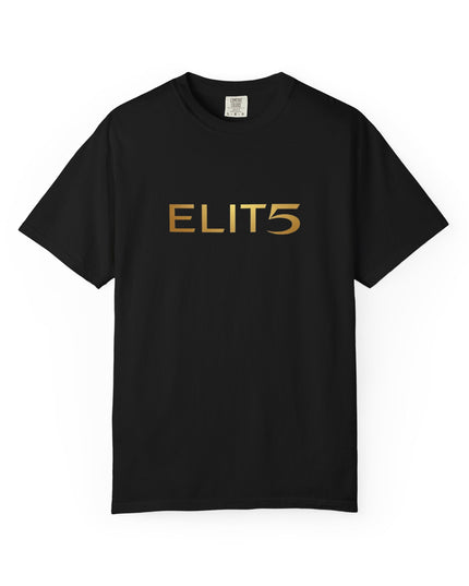 Elite Logo T-Shirt — Gold "ELIT5" Graphic Cotton Tee