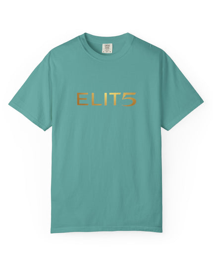 Elite Logo T-Shirt — Gold "ELIT5" Graphic Cotton Tee