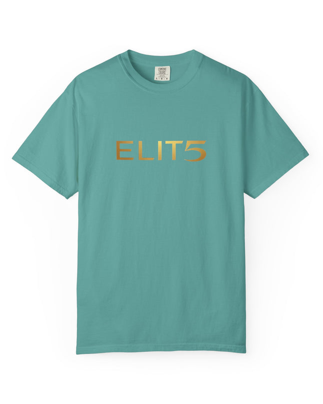 Elite Logo T-Shirt — Gold "ELIT5" Graphic Cotton Tee