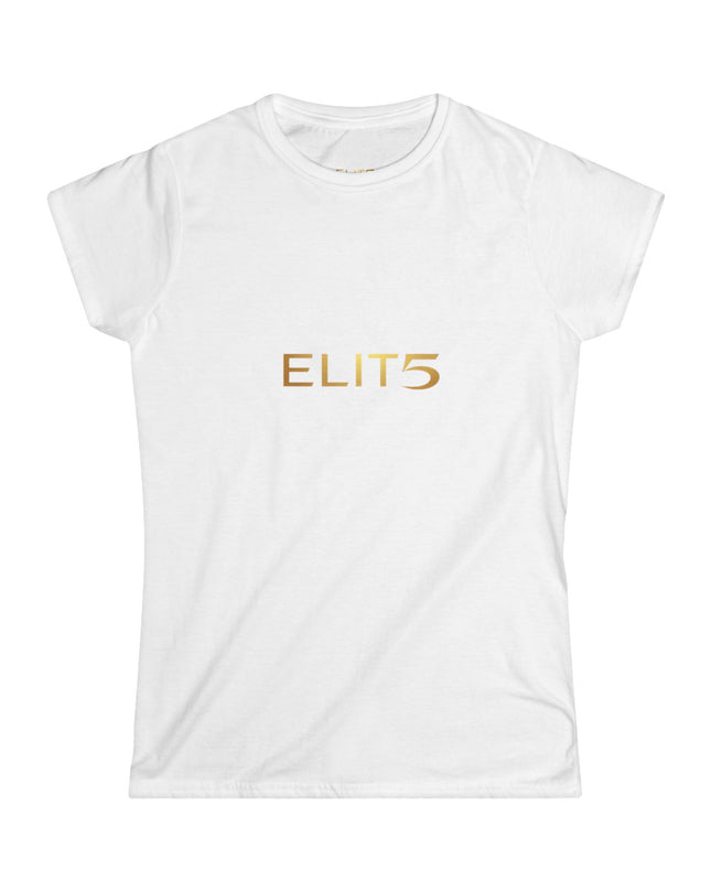 ELIT5 Women’s Graphic Tee — Gold Logo Fashion Shirt