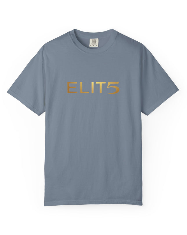 Elite Logo T-Shirt — Gold "ELIT5" Graphic Cotton Tee
