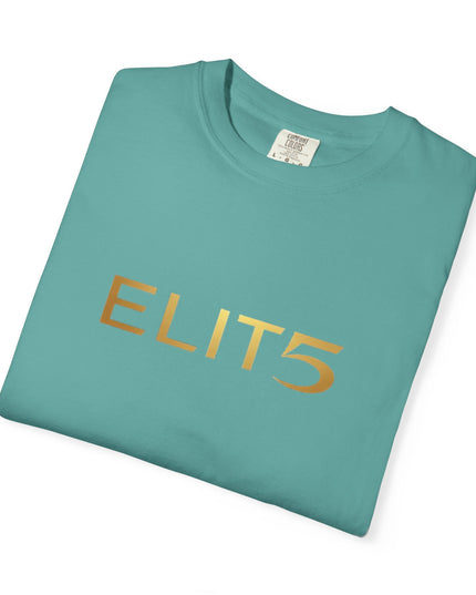 Elite Logo T-Shirt — Gold "ELIT5" Graphic Cotton Tee