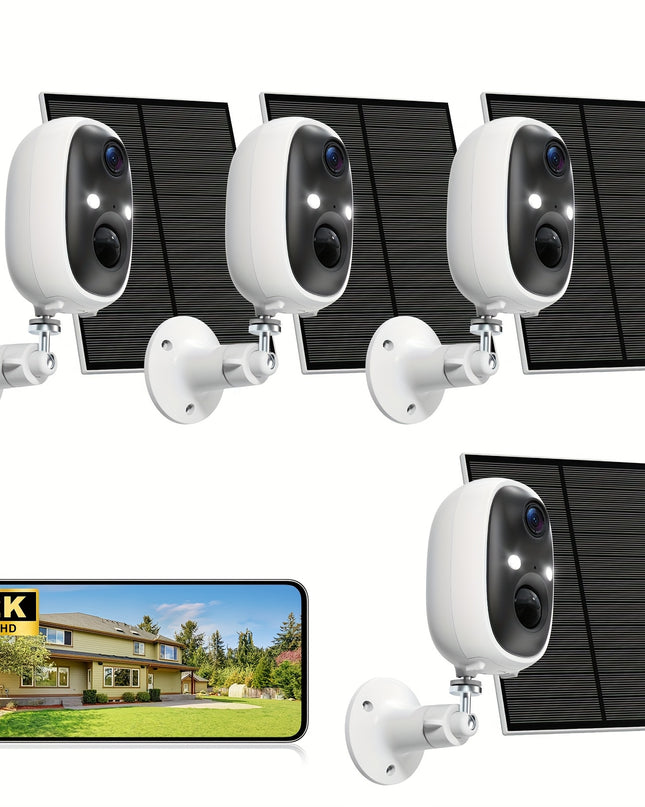 2K Solar Camera Outdoor Wireless, 2.4GWiFi Cameras for Home Security with Solar Panel, 5200mAh Battery, Spotlight Color Night Vision, AI Motion Detection, Siren Alarm, 2-Way Talk, IP66, Cloud/SD Storage EasyInstallation for H