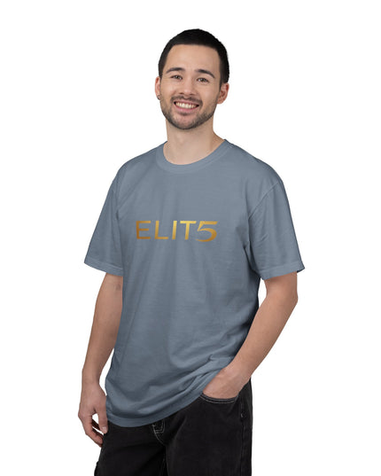 Elite Logo T-Shirt — Gold "ELIT5" Graphic Cotton Tee