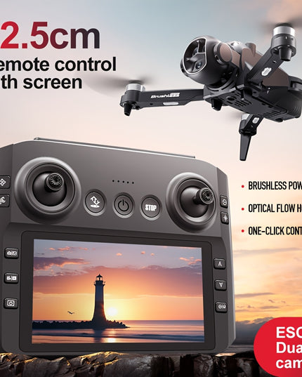 DroneM7 Upgraded Drone with 4.9” HD FPV Camera, 3-Camera Obstacle Avoidance, Brushless Motor, Foldable arms & Night Flying - Quadcopter Suitable for Adults & Beginners, Ideal Gift for Christmas/Halloween/Birthdays