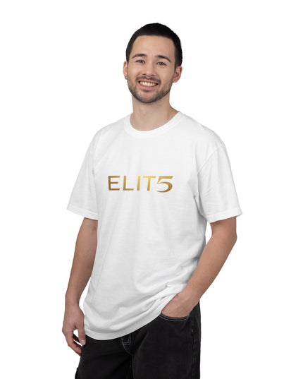 Elite Logo T-Shirt — Gold "ELIT5" Graphic Cotton Tee