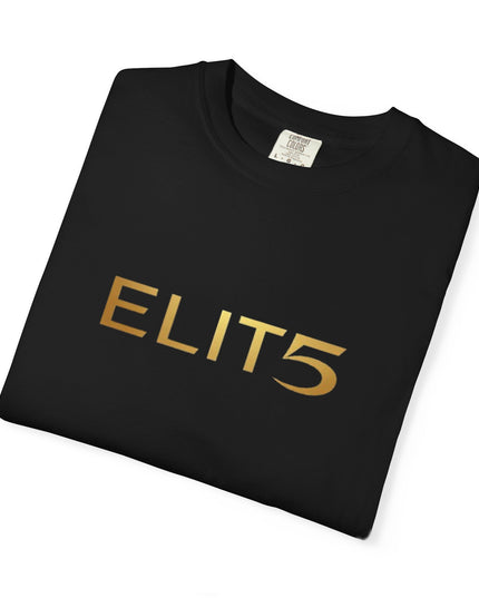 Elite Logo T-Shirt — Gold "ELIT5" Graphic Cotton Tee