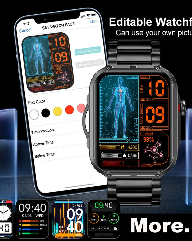 [Ideal Gift] COIUSOR Smart Watch With Built-in LED Flashlight, 2.01" IPS Display, Wireless Calling, Wireless 5.3, 100+ Sports Modes, Step Counter, Distance & Calorie Tracker, Music & Camera Control, Compatible With For iphone