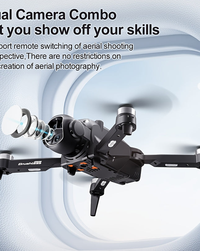 DroneM7 Upgraded Drone with 4.9” HD FPV Camera, 3-Camera Obstacle Avoidance, Brushless Motor, Foldable arms & Night Flying - Quadcopter Suitable for Adults & Beginners, Ideal Gift for Christmas/Halloween/Birthdays