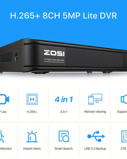 ZOSI 8 x 1080P 1920TVL Surveillance Cameras Indoor Outdoor & 8CH 2MP Security Camera System with AI Human/Vehicle Detection, Person Vehicle Detection, Night Vision, Remote Access, Pre-installed 2TB Hard Drive, Property Protec