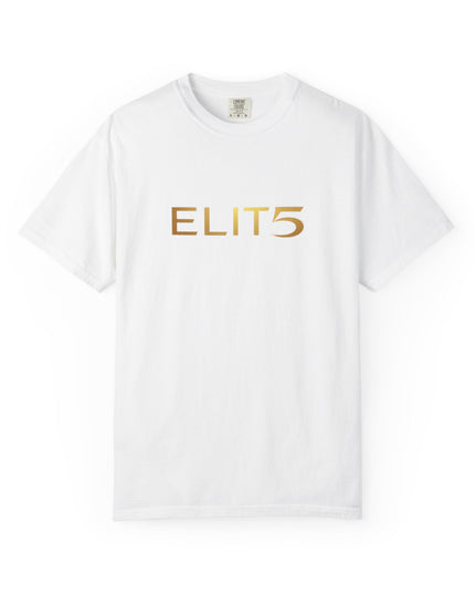 Elite Logo T-Shirt — Gold "ELIT5" Graphic Cotton Tee