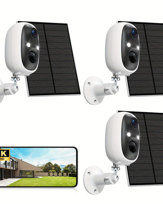 2K Solar Camera Outdoor Wireless, 2.4GWiFi Cameras for Home Security with Solar Panel, 5200mAh Battery, Spotlight Color Night Vision, AI Motion Detection, Siren Alarm, 2-Way Talk, IP66, Cloud/SD Storage EasyInstallation for H