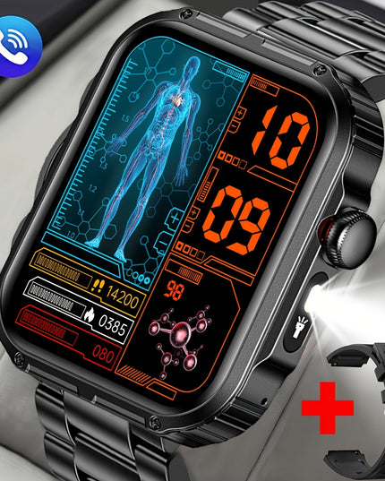 [Ideal Gift] COIUSOR Smart Watch With Built-in LED Flashlight, 2.01" IPS Display, Wireless Calling, Wireless 5.3, 100+ Sports Modes, Step Counter, Distance & Calorie Tracker, Music & Camera Control, Compatible With For iphone