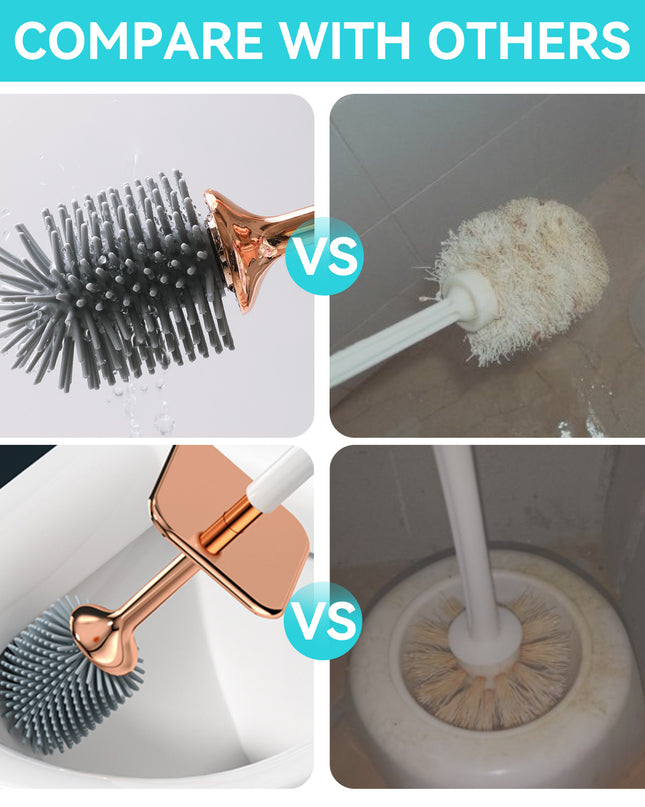 Aokala Toilet Brush And Holder, Elegant Toilet Bowl Brush Set with Ergonomic Long Handle, Modern Bathroom Decor Cleaning Accessories, Durable, Deep Cleaning Christmas Gifts/Halloween Gifts! - Black & White