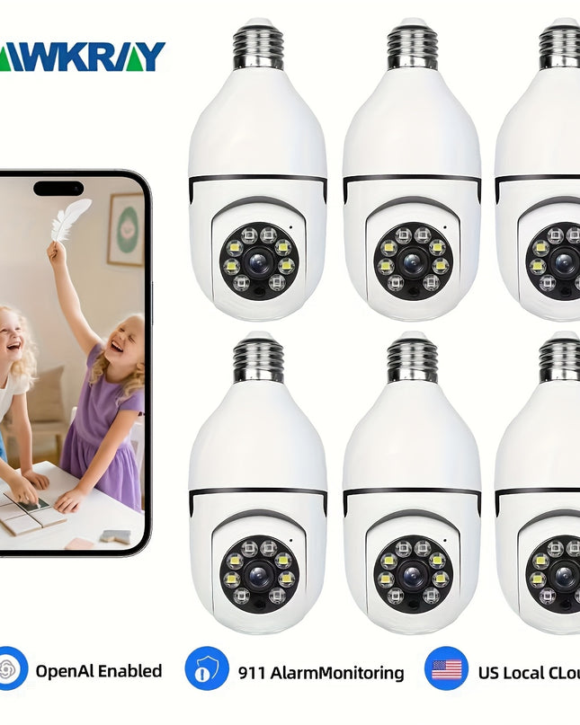 6pcs 4MP HD Wireless Security Camera System Can Monitor And Protect Your Family And Pets In Real Time Through 2.4G/5Ghz WIFI, Color Night Vision, 911 Artificial Intelligence Indoor Monitoring And Two-way Voice.