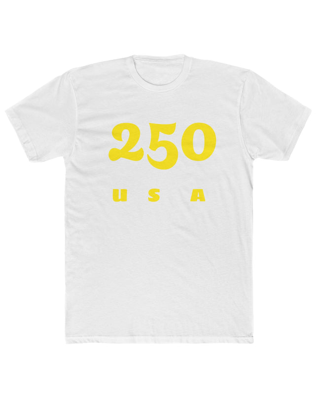 250 USA Graphic Tee — Retro Yellow Number Crewneck Shirt