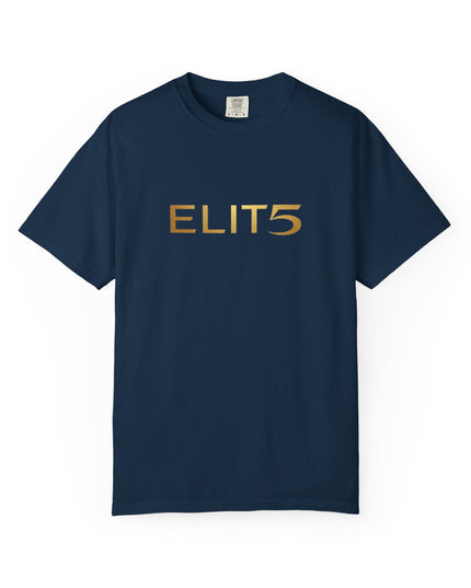 Elite Logo T-Shirt — Gold "ELIT5" Graphic Cotton Tee