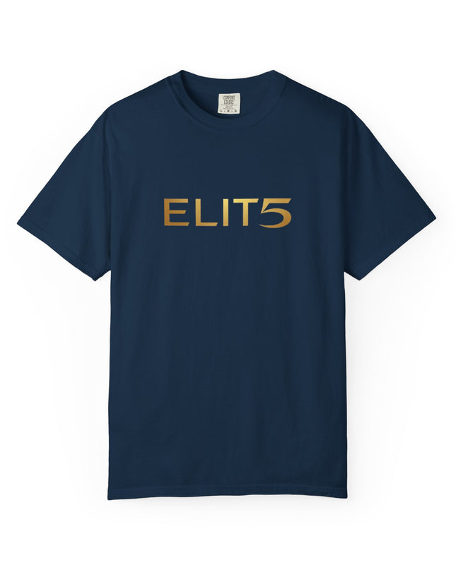 Elite Logo T-Shirt — Gold "ELIT5" Graphic Cotton Tee