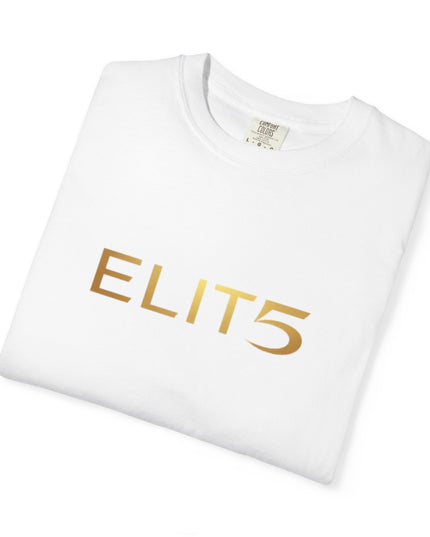 Elite Logo T-Shirt — Gold "ELIT5" Graphic Cotton Tee