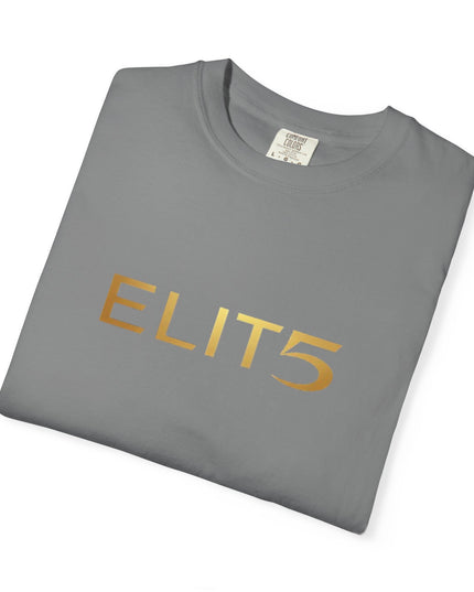 Elite Logo T-Shirt — Gold "ELIT5" Graphic Cotton Tee
