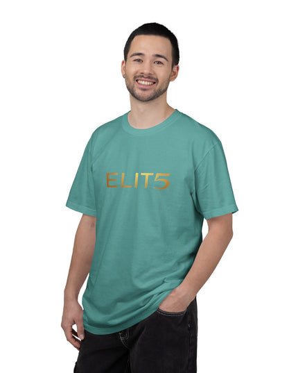 Elite Logo T-Shirt — Gold "ELIT5" Graphic Cotton Tee