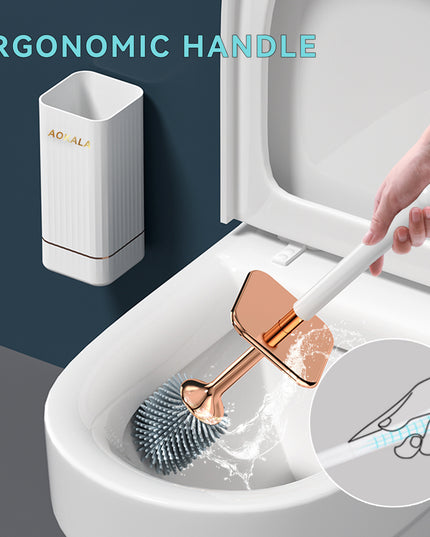 Aokala Toilet Brush And Holder, Elegant Toilet Bowl Brush Set with Ergonomic Long Handle, Modern Bathroom Decor Cleaning Accessories, Durable, Deep Cleaning Christmas Gifts/Halloween Gifts! - Black & White
