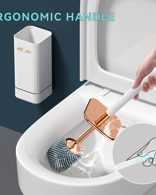 Aokala Toilet Brush And Holder, Elegant Toilet Bowl Brush Set with Ergonomic Long Handle, Modern Bathroom Decor Cleaning Accessories, Durable, Deep Cleaning Christmas Gifts/Halloween Gifts! - Black & White