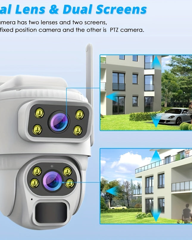 8MP 4K Solar Wirelesss IP Dual Screen Camera Battery Outdoor HD 4MP Dual Lens WiFi Waterproof Camara Solar Panel CCTV Security