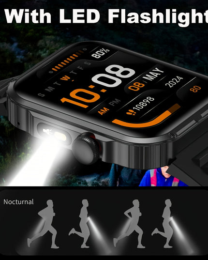 [Ideal Gift] COIUSOR Smart Watch With Built-in LED Flashlight, 2.01" IPS Display, Wireless Calling, Wireless 5.3, 100+ Sports Modes, Step Counter, Distance & Calorie Tracker, Music & Camera Control, Compatible With For iphone