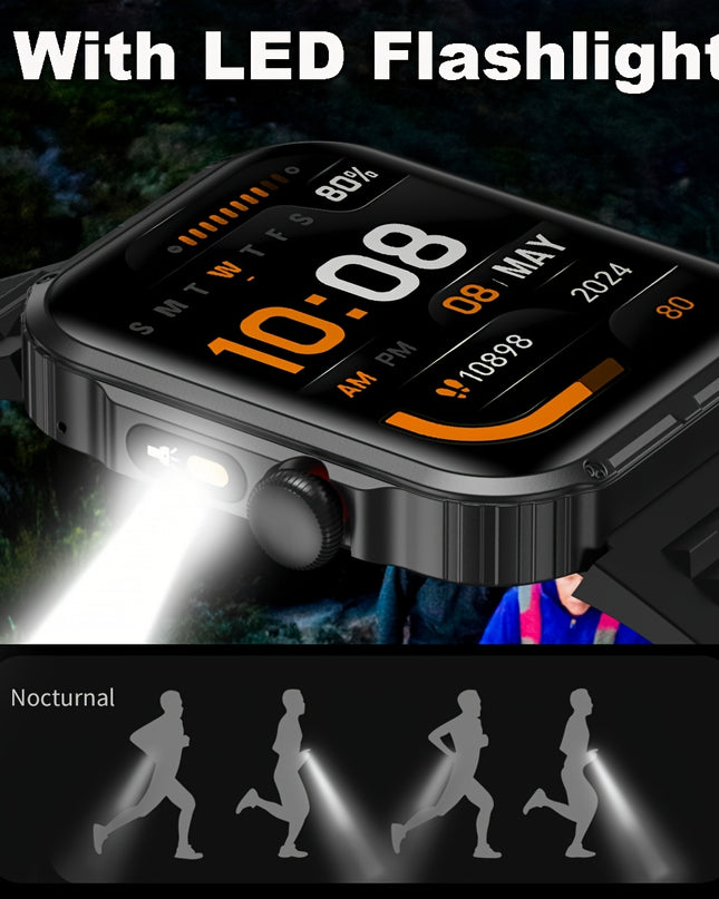 [Ideal Gift] COIUSOR Smart Watch With Built-in LED Flashlight, 2.01" IPS Display, Wireless Calling, Wireless 5.3, 100+ Sports Modes, Step Counter, Distance & Calorie Tracker, Music & Camera Control, Compatible With For iphone