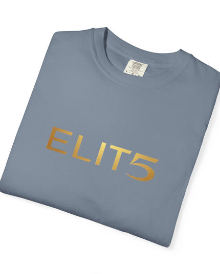 Elite Logo T-Shirt — Gold "ELIT5" Graphic Cotton Tee