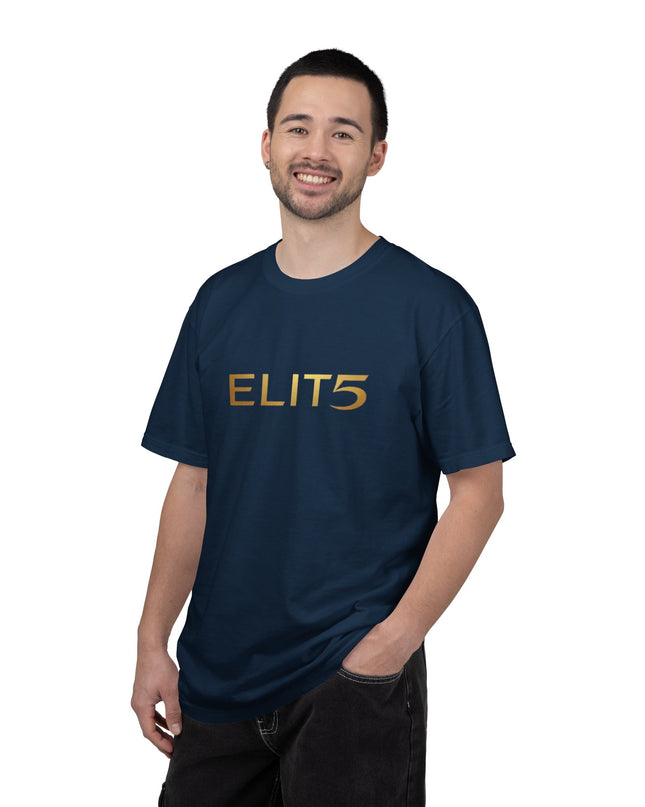 Elite Logo T-Shirt — Gold "ELIT5" Graphic Cotton Tee