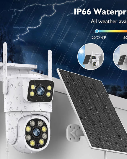 Tuya Smart 4MP+4MP 8MP Dual Lens Battery Solar WiFi Dual Screen Human Motion Tracking Outdoor Security Surveillance FHD Camera