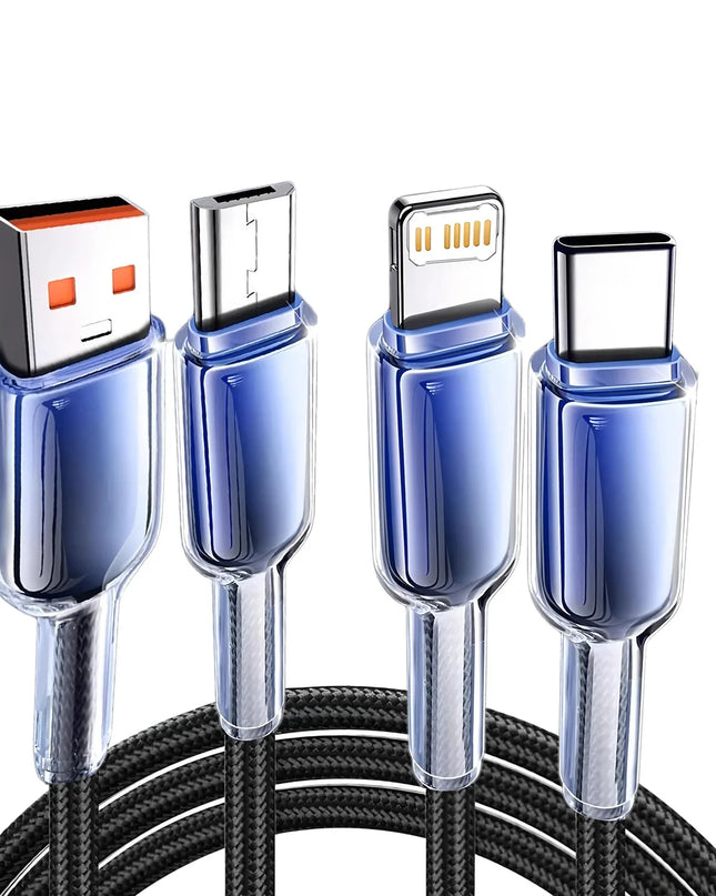 3 in 1 USB Cable 6A 240W Micro USB Type C Charging Cable For iPhone 14 13 12 Huawei Honor Xiaomi 13 ViVo Oppo Data Cord