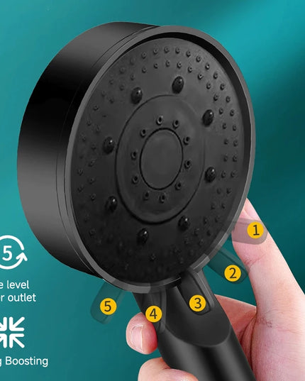 5 Modes Pressure Boost Shower Head Multifunction Adjustable Large Water Shower Nozzle Massage Bathroom Accessory
