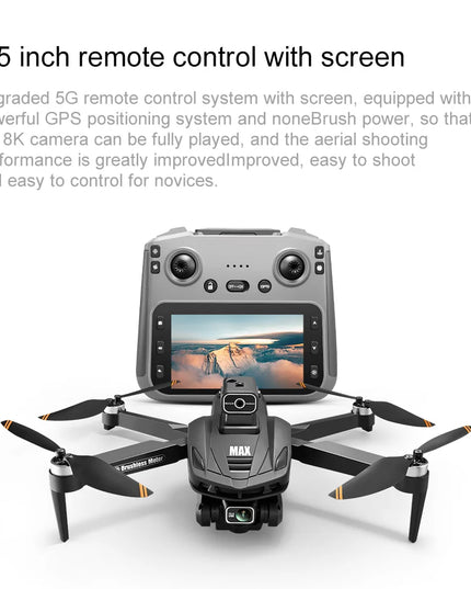 2025 V168 Pro MAX GPS Drone 8K Professional HD Camera 5G WIFI FPV 360° Obstacle Avoidance Brushless Large Screen RC Quadcopter