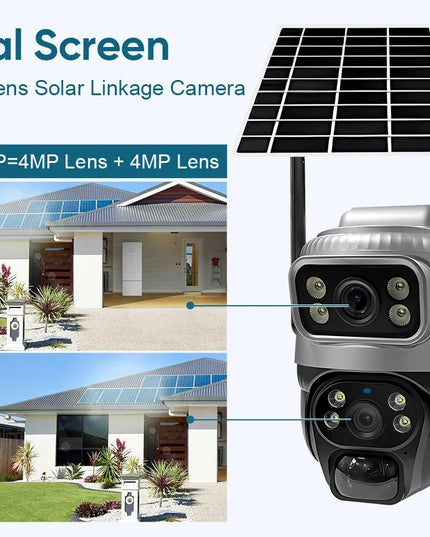 V380 Dual Lens 4G Camera Solar PIR Human Detection Night Vision Waterproof Security Video IP Camara 8MP 4K Battery CCTV Monitor