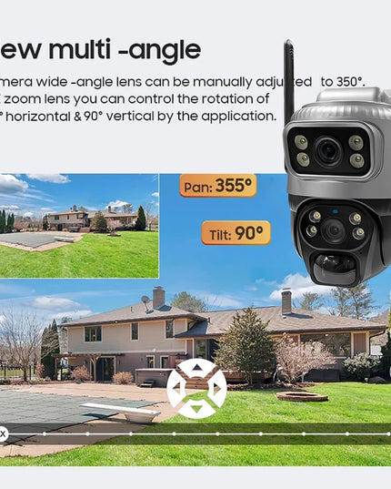 V380 Dual Lens 4G Camera Solar PIR Human Detection Night Vision Waterproof Security Video IP Camara 8MP 4K Battery CCTV Monitor