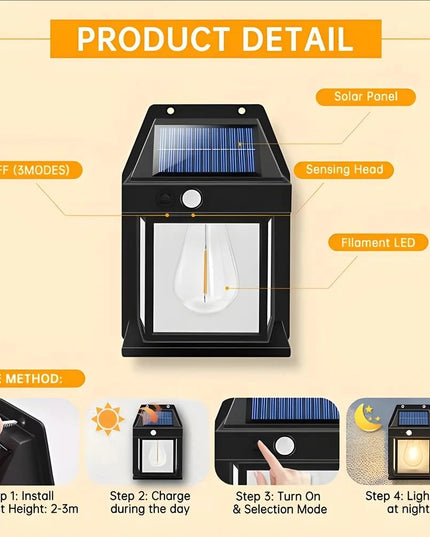 Solar Lights Outdoor Exterior Wall Lamps Retro Body Induction Atmosphere Christmas Fairy Lights Solar Charging Desk Lamps Gifts