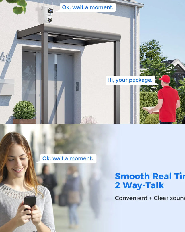 Hiseeu 6MP WIFI PTZ IP Camera Dual Lens 5X Digital Zoom Auto Tracking CCTV Surveillance Camera For Hiseeu Wireless CCTV System