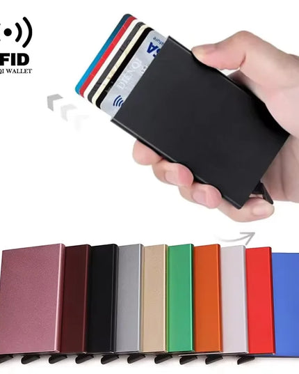 Rfid Smart Wallet Card Holder Metal Thin Slim Men Women Wallets Pop Up Minimalist Wallet Small Black Purse Vallet Walets for Men