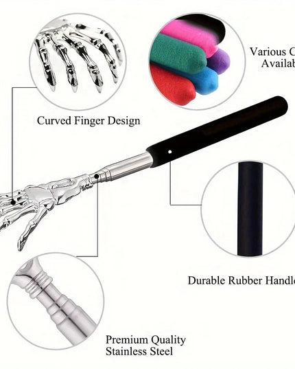 Portable Extendable Back Scratcher Stainless Steel Telescoping Back Scratcher for Both Human and Pets Extendable Back Massager